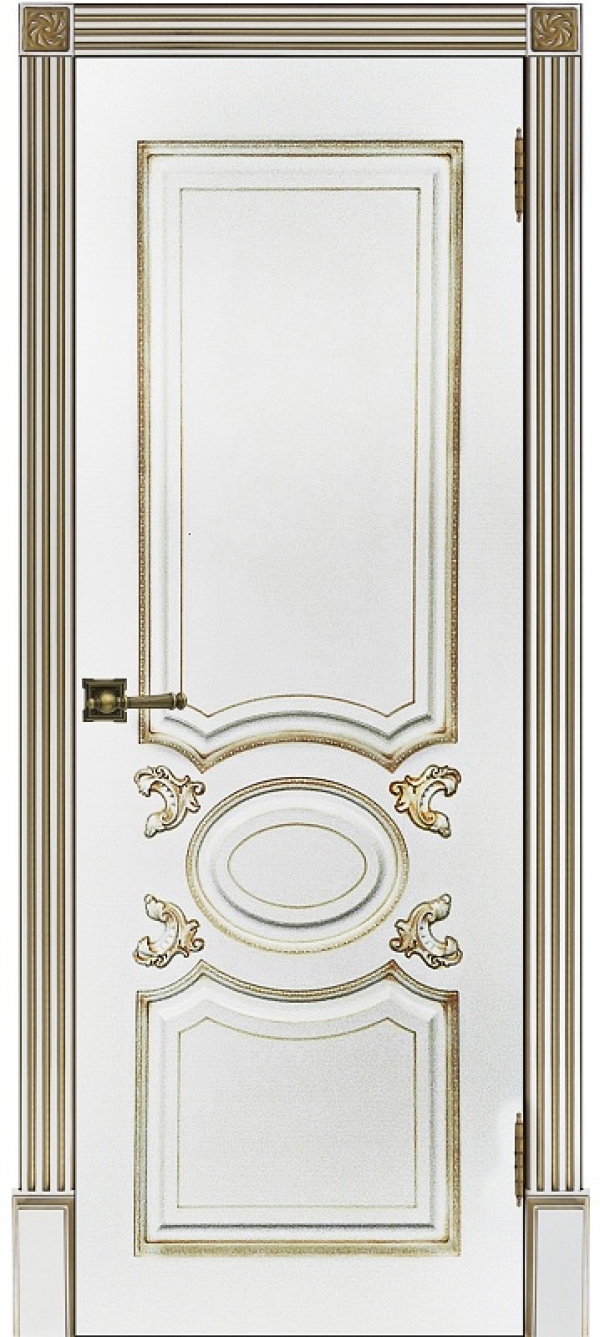 Дверь Аристократ Эмаль белая с патиной капучино