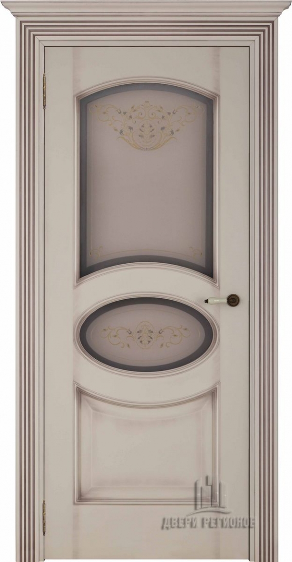 Флоренция Соло кашемир тон 12, стекло бронза Кристалайз N60, наличник плоский, карниз