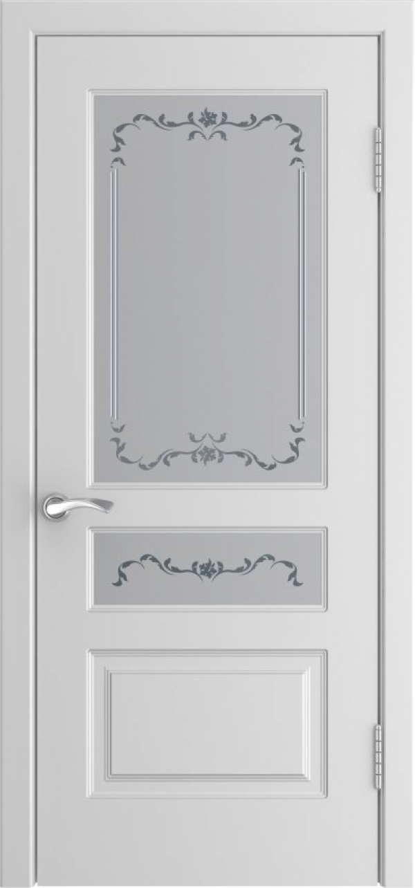 Дверь L-1 белая эмаль стекло