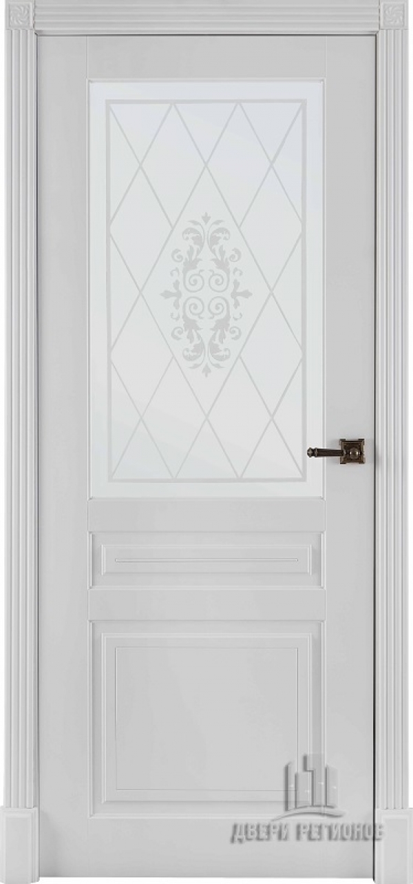 Межкомнатная дверь Турин белая эмаль стекло Италия