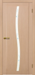 Двери Матадор Арго белёный дуб, стекло мателюкс с объемным  художественным рисунком и фьюзингом с двух сторон