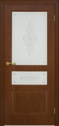 Ярославские двери Либра морёный дуб, стекло мателюкс с художественным рисунком