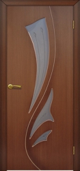 Ярославские двери Лилия орех светлый, стекло мателюкс с художественным рисунком